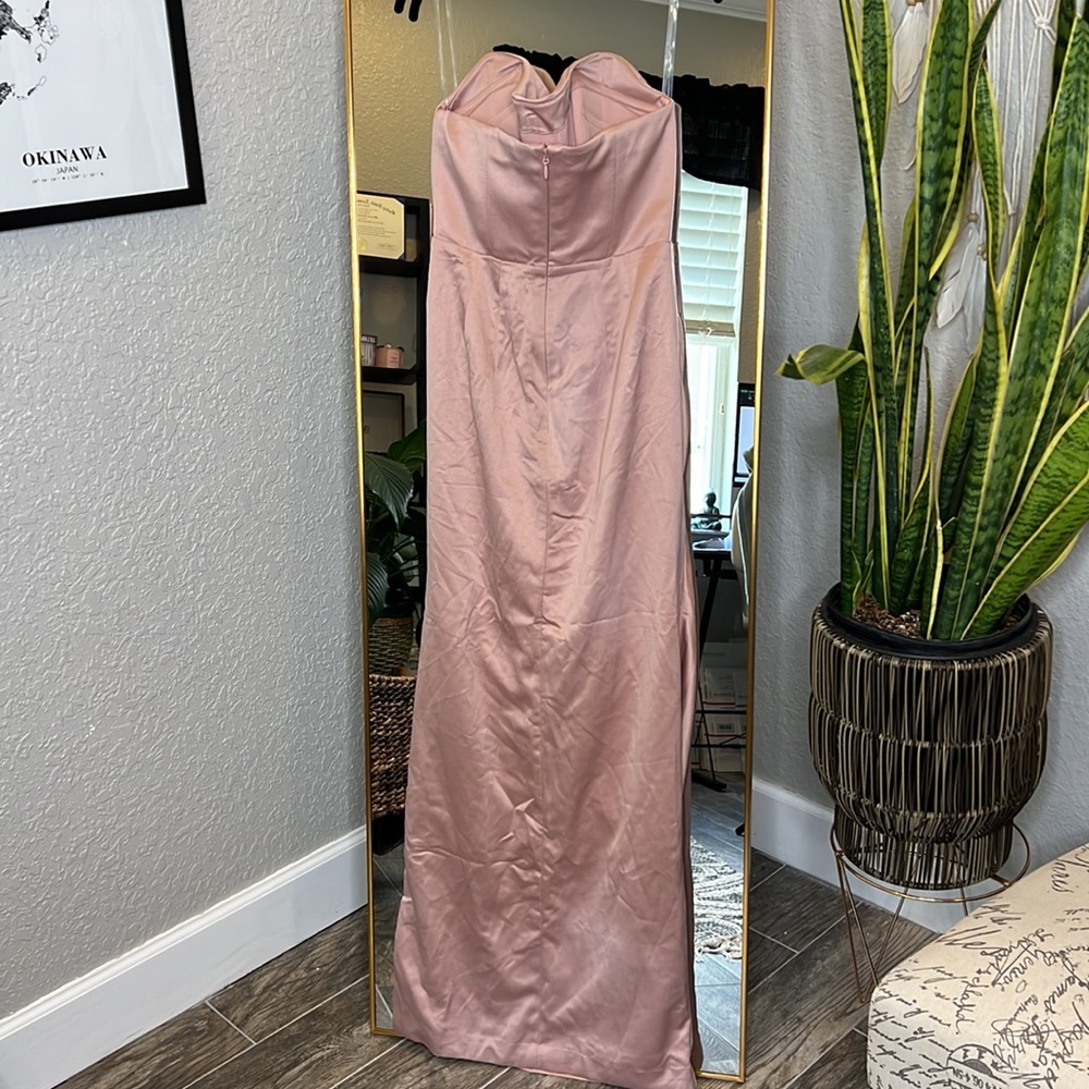 HOUSE OF CB 'Adrienne' Blush Satin Strapless Gown NWOT - Picture 15 of 15